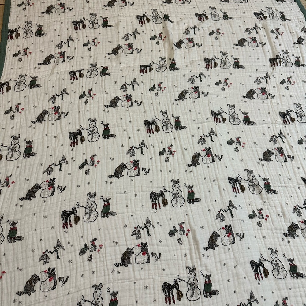Little Unicorn 100% Cotton Muslin Throw Blanket Snow Day 71”x56” Soft Breathable